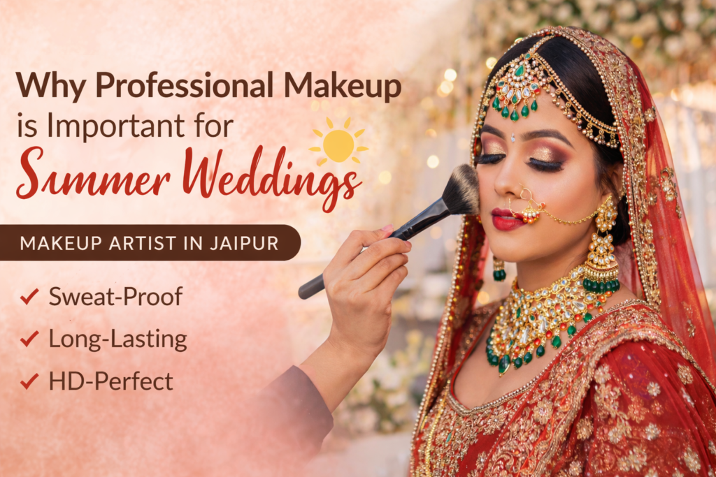 Professional summer bridal makeup by Makeup Artist In Jaipur for sweat-proof and long-lasting wedding look